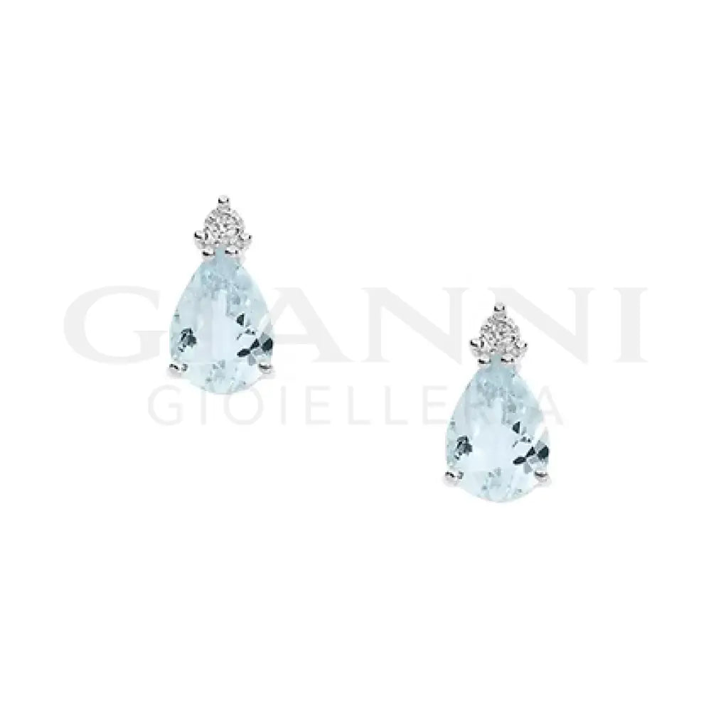 Orecchini Comete - Fantasia con Acquamarina taglio goccia e Diamanti - Orecchini