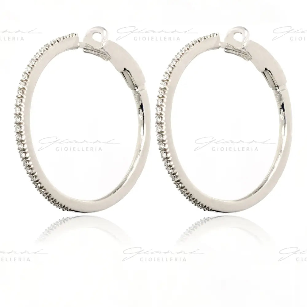 Orecchini Crivelli - Cerchi con Diamanti in Oro Bianco Orecchini