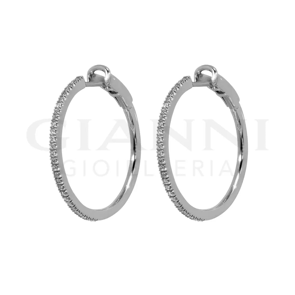 Orecchini Crivelli - Cerchi con Diamanti in Oro Bianco Orecchini
