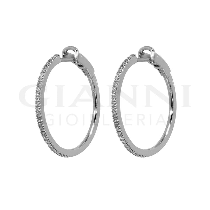 Orecchini Crivelli - Cerchi con Diamanti in Oro Bianco Orecchini