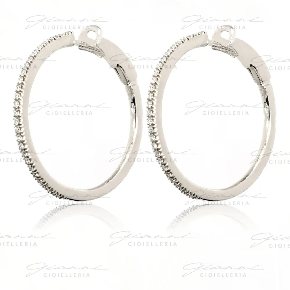 Orecchini Crivelli - Cerchi con Diamanti in Oro Bianco Orecchini
