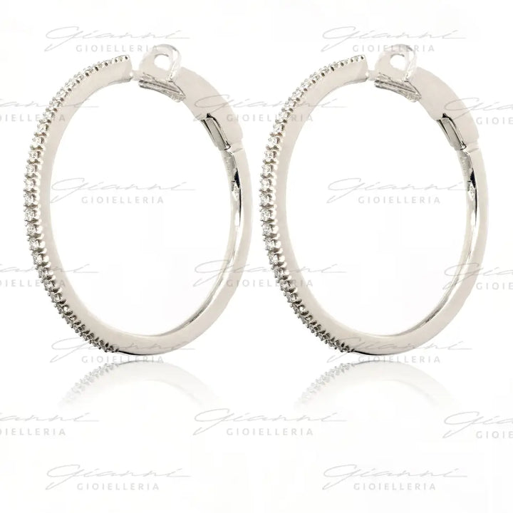 Orecchini Crivelli - Cerchi con Diamanti in Oro Bianco Orecchini