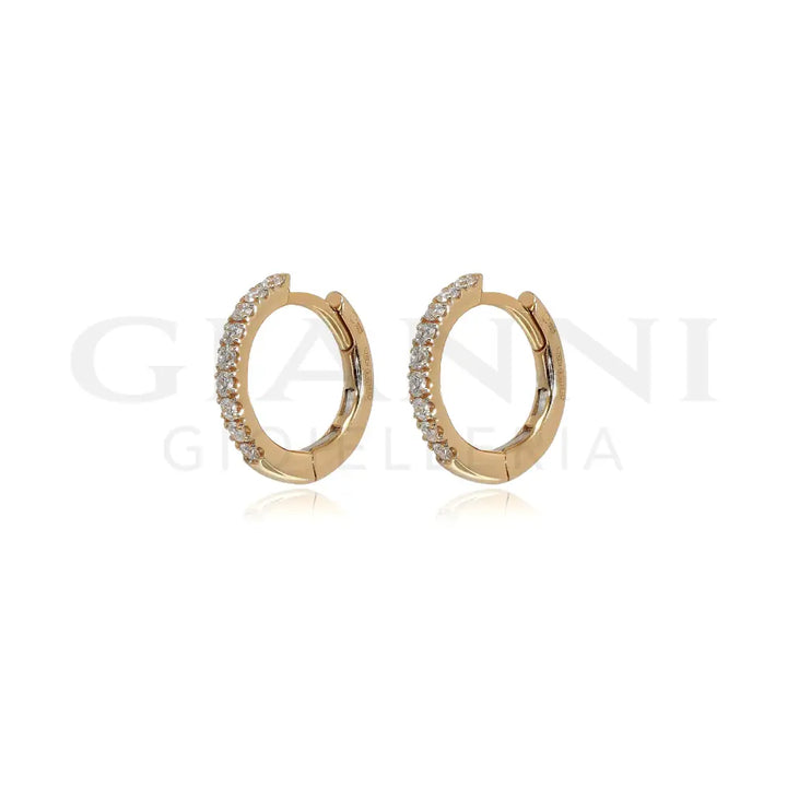 Orecchini Crivelli - Cerchietti 1,00 cm in Oro Rosa con Diamanti Orecchini