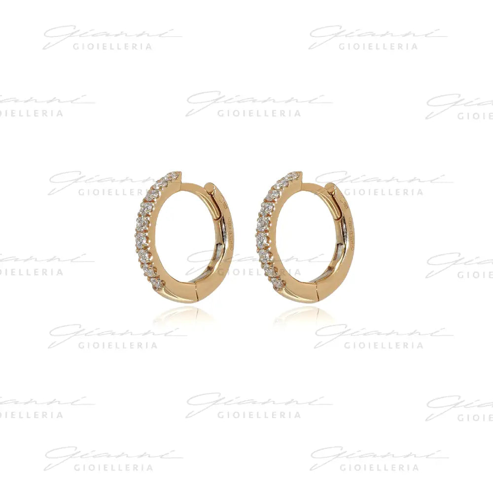 Orecchini Crivelli - Cerchietti 1,00 cm in Oro Rosa con Diamanti Orecchini