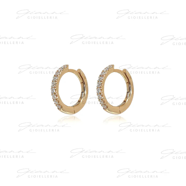 Orecchini Crivelli - Cerchietti 1,00 cm in Oro Rosa con Diamanti Orecchini