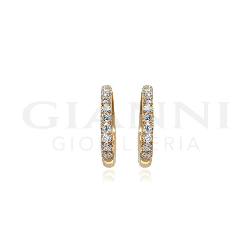 Orecchini Crivelli - Cerchietti 1,00 cm in Oro Rosa con Diamanti Orecchini
