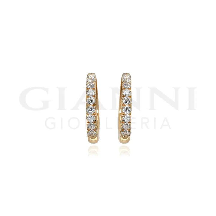 Orecchini Crivelli - Cerchietti 1,00 cm in Oro Rosa con Diamanti Orecchini