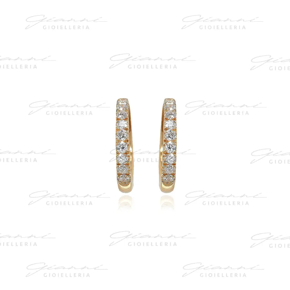 Orecchini Crivelli - Cerchietti 1,00 cm in Oro Rosa con Diamanti Orecchini