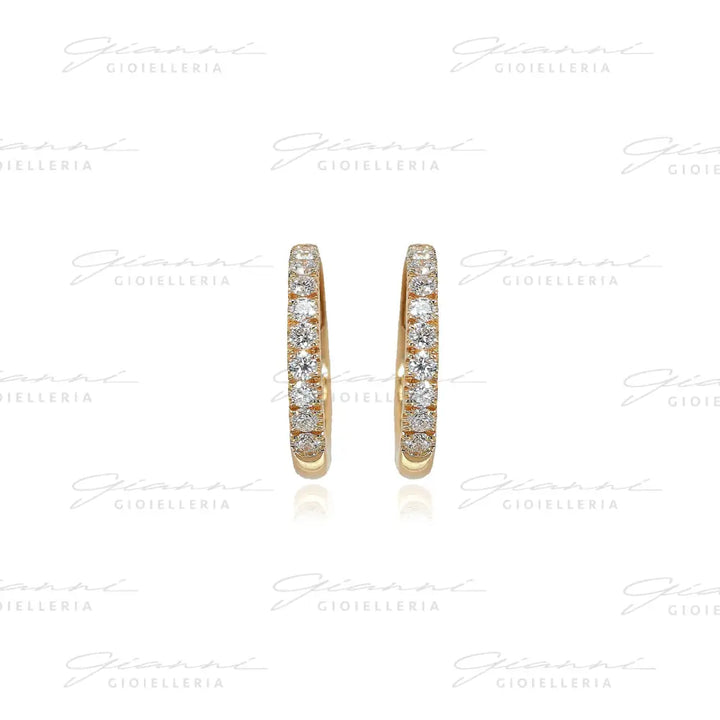 Orecchini Crivelli - Cerchietti 1,00 cm in Oro Rosa con Diamanti Orecchini