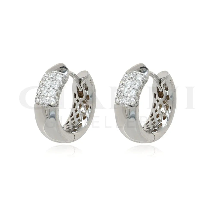 Orecchini Crivelli - Cerchietti in Oro Bianco con Pavè di Diamanti Orecchini