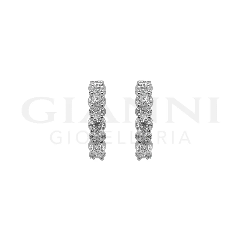 Orecchini Crivelli - Cerchietti con Diamanti alternati in Oro Bianco - Orecchini