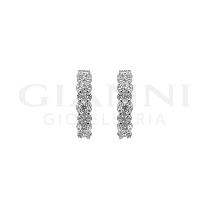Orecchini Crivelli - Cerchietti con Diamanti alternati in Oro Bianco - Orecchini