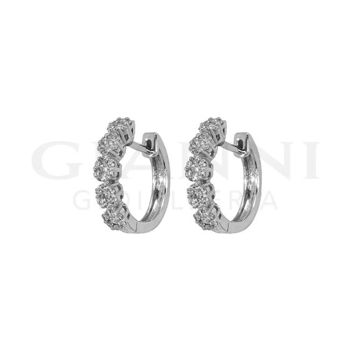 Orecchini Crivelli - Cerchietti con Pavé di Diamanti in Oro Bianco - Orecchini