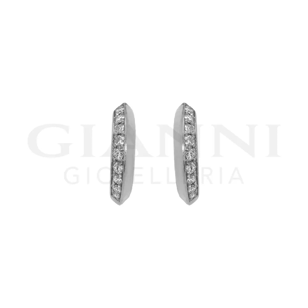 Orecchini Crivelli - Cerchietti con striscia di Diamanti in Oro Bianco - Orecchini