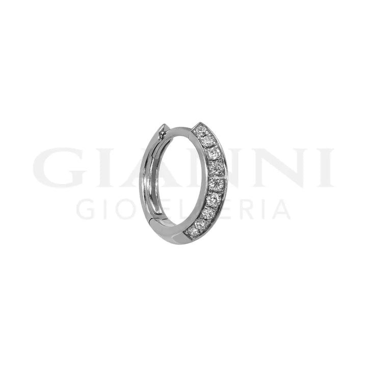 Orecchini Crivelli - Cerchietti con striscia di Diamanti in Oro Bianco - Orecchini