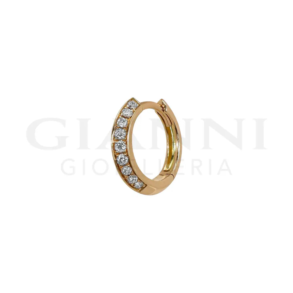 Orecchini Crivelli - Cerchietti con striscia di Diamanti in Oro Rosa - Orecchini