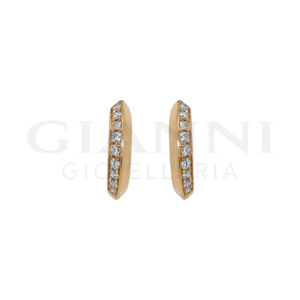 Orecchini Crivelli - Cerchietti con striscia di Diamanti in Oro Rosa - Orecchini