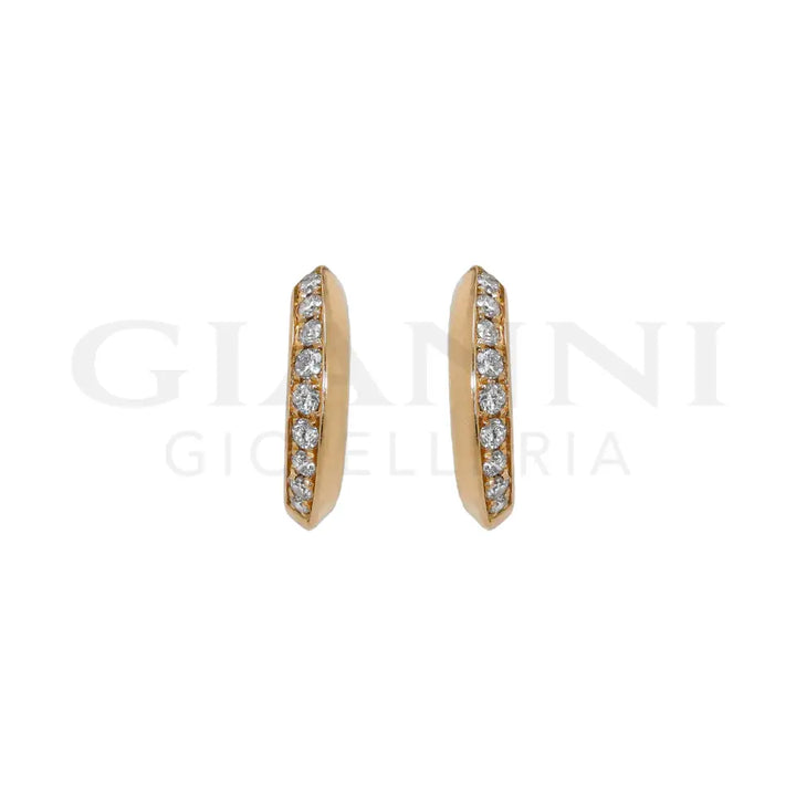 Orecchini Crivelli - Cerchietti con striscia di Diamanti in Oro Rosa - Orecchini