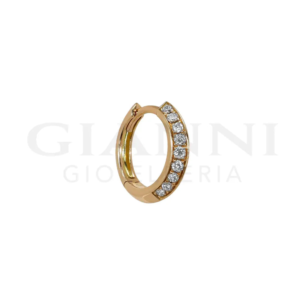 Orecchini Crivelli - Cerchietti con striscia di Diamanti in Oro Rosa - Orecchini
