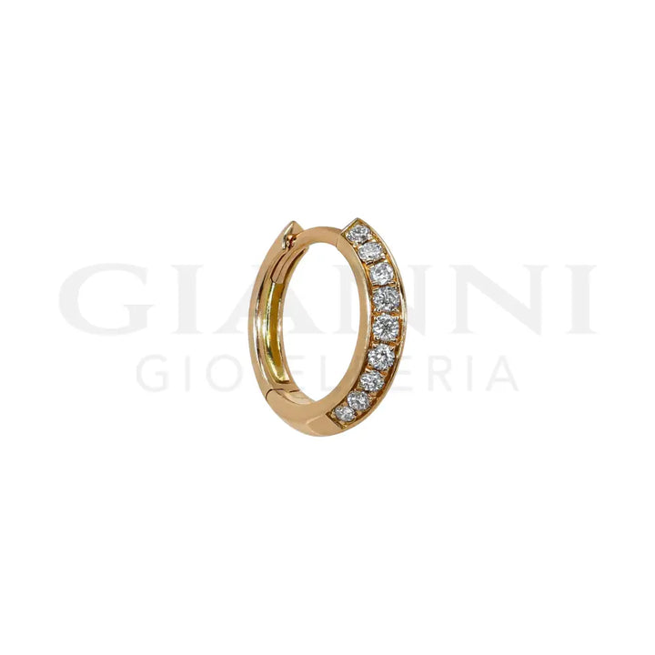 Orecchini Crivelli - Cerchietti con striscia di Diamanti in Oro Rosa - Orecchini