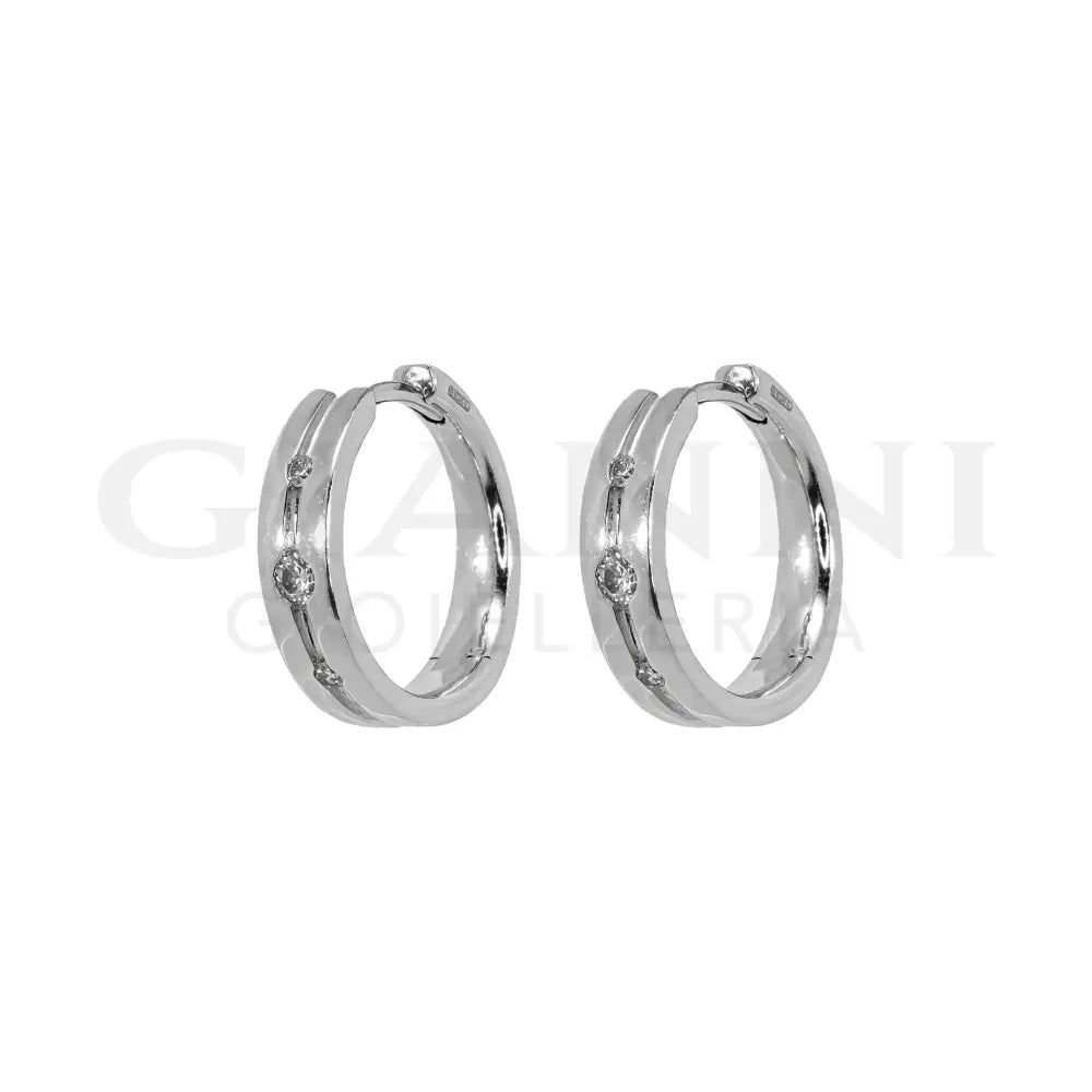 Orecchini Crivelli - Cerchietti in Oro Bianco con Diamanti 0,11 ct. - Orecchini