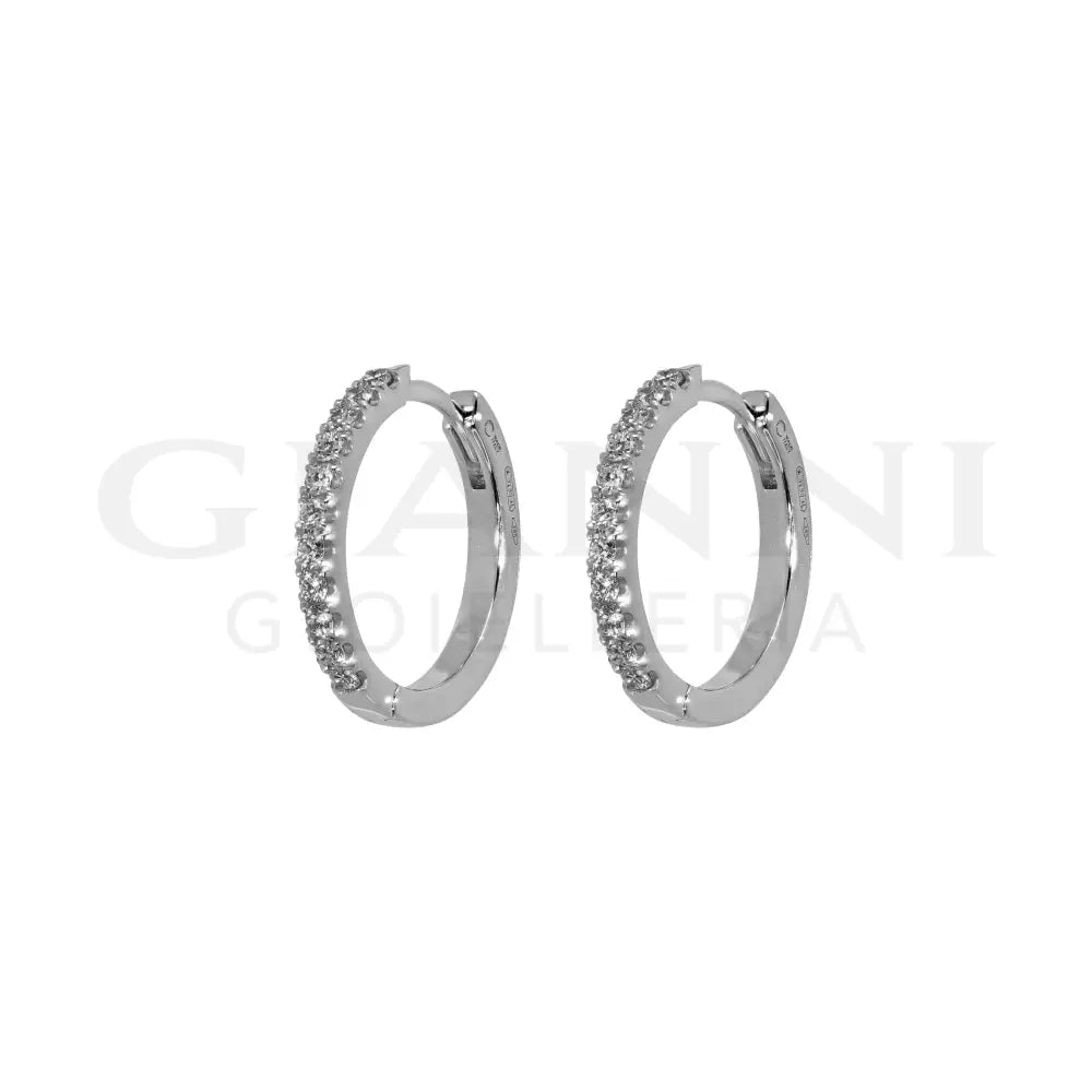 Orecchini Crivelli - Cerchietti in Oro Bianco con Diamanti 0,14 ct. - Orecchini