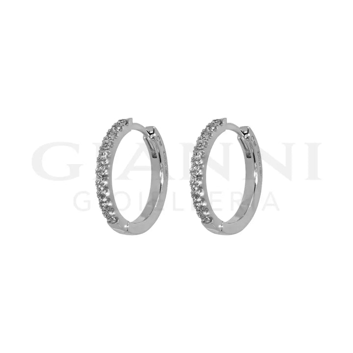 Orecchini Crivelli - Cerchietti in Oro Bianco con Diamanti 0,14 ct. - Orecchini