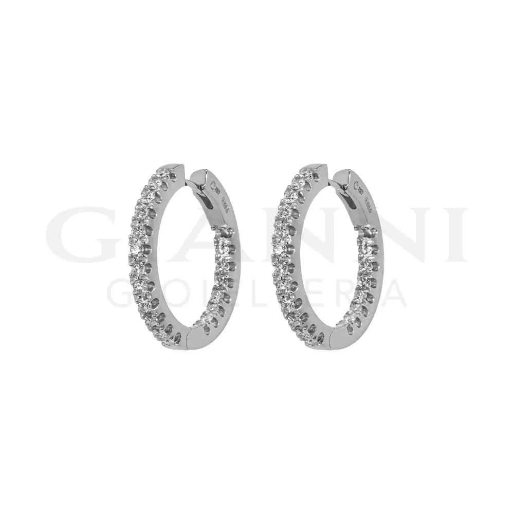 Orecchini Crivelli - Cerchietti in Oro Bianco con Diamanti 0,82 ct. - Orecchini