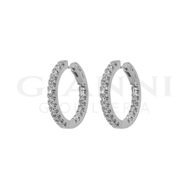Orecchini Crivelli - Cerchietti in Oro Bianco con Diamanti 0,82 ct. - Orecchini