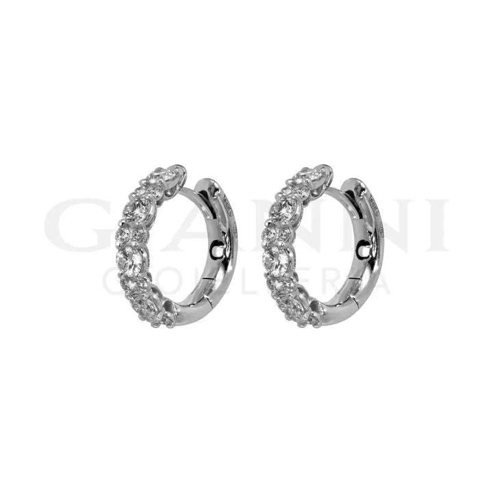 Orecchini Crivelli - Cerchietti in Oro Bianco con Diamanti alternati Orecchini