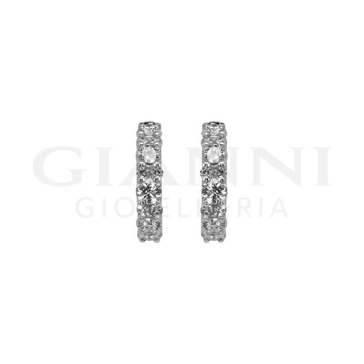 Orecchini Crivelli - Cerchietti in Oro Bianco con Diamanti alternati Orecchini