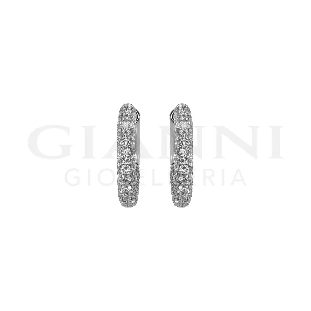 Orecchini Crivelli - Cerchietti in Oro Bianco con Pavè di Diamanti 1,70 ct. - Orecchini
