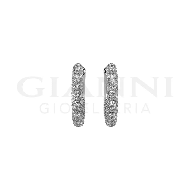 Orecchini Crivelli - Cerchietti in Oro Bianco con Pavè di Diamanti 1,70 ct. - Orecchini
