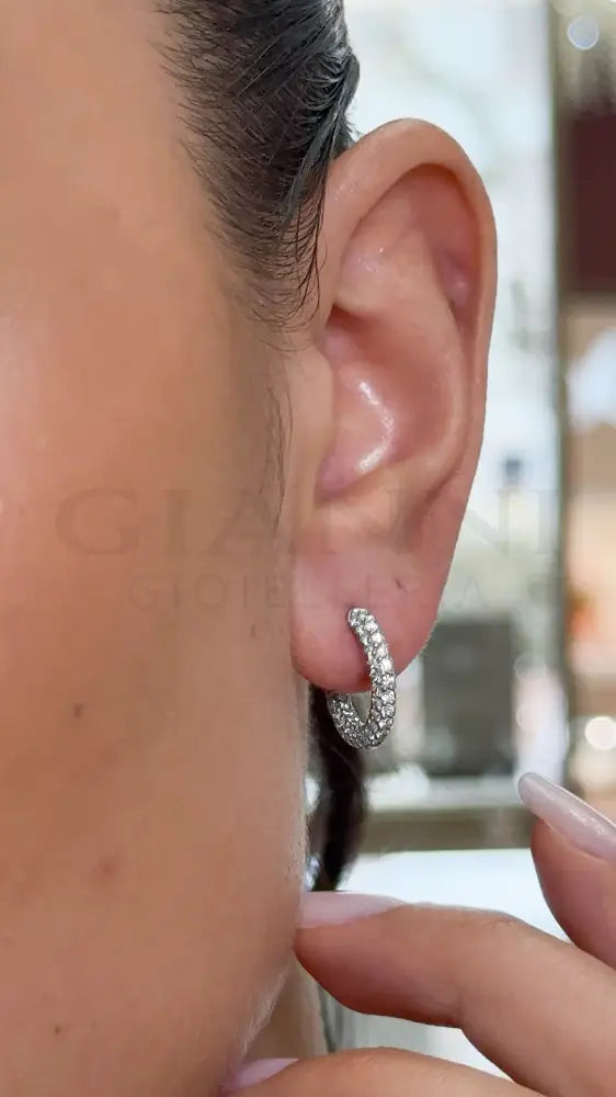 Orecchini Crivelli - Cerchietti in Oro Bianco con Pavè di Diamanti 1,70 ct. - Orecchini