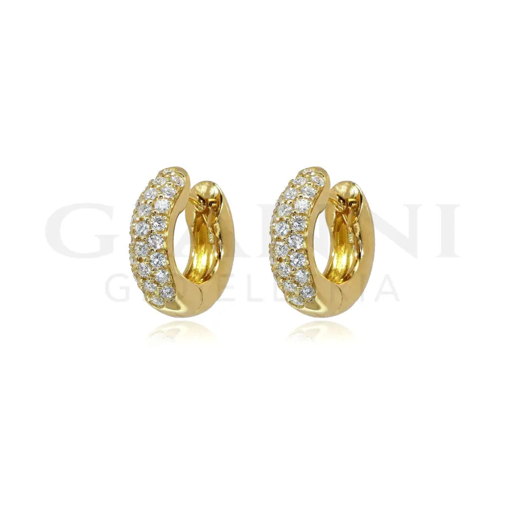 Orecchini Crivelli - Cerchietti in Oro Giallo con Pavè di Diamanti Orecchini