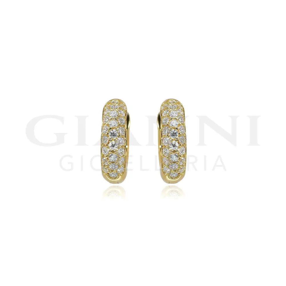 Orecchini Crivelli - Cerchietti in Oro Giallo con Pavè di Diamanti Orecchini