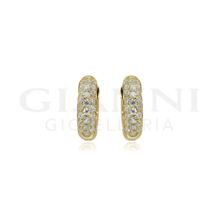 Orecchini Crivelli - Cerchietti in Oro Giallo con Pavè di Diamanti Orecchini