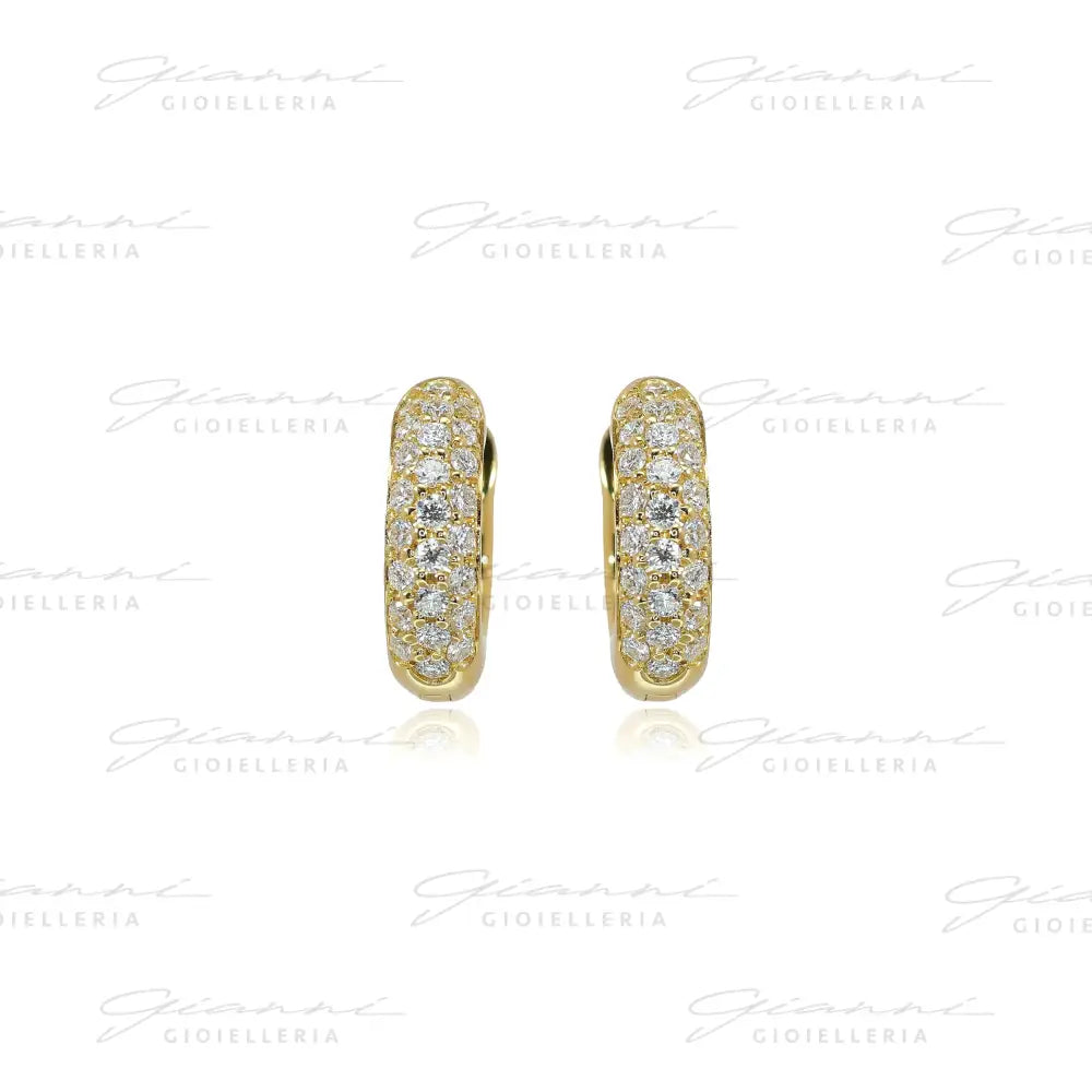 Orecchini Crivelli - Cerchietti in Oro Giallo con Pavè di Diamanti Orecchini