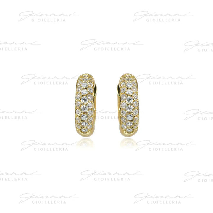 Orecchini Crivelli - Cerchietti in Oro Giallo con Pavè di Diamanti Orecchini
