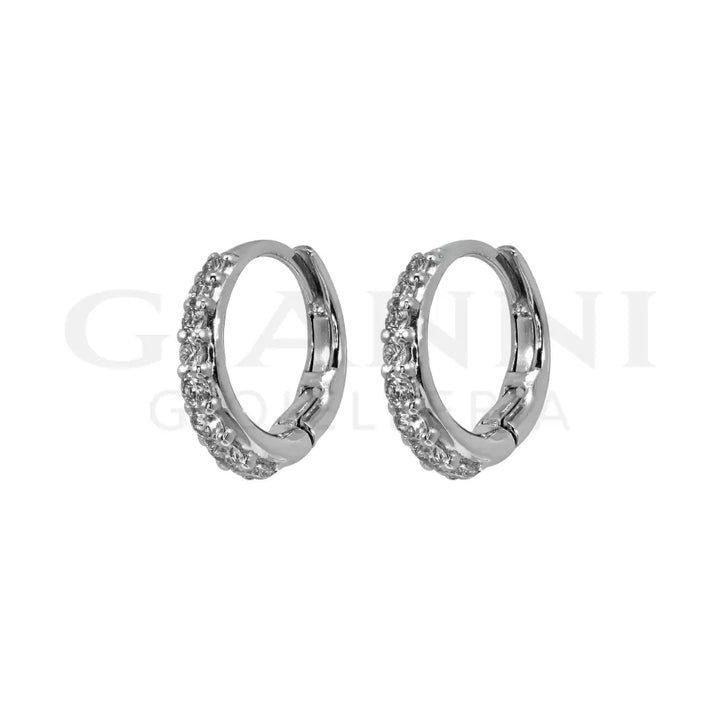 Orecchini Crivelli - Cerchietti Ovali in Oro Bianco e Diamanti Orecchini