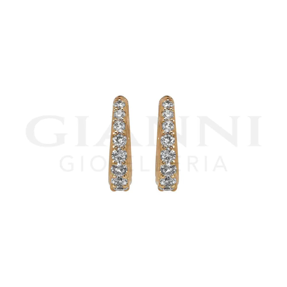 Orecchini Crivelli - Cerchietti Ovali in Oro Rosa e Diamanti Orecchini