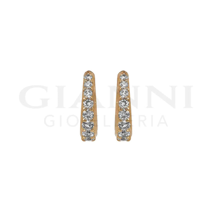Orecchini Crivelli - Cerchietti Ovali in Oro Rosa e Diamanti Orecchini