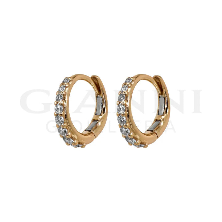 Orecchini Crivelli - Cerchietti Ovali in Oro Rosa e Diamanti Orecchini