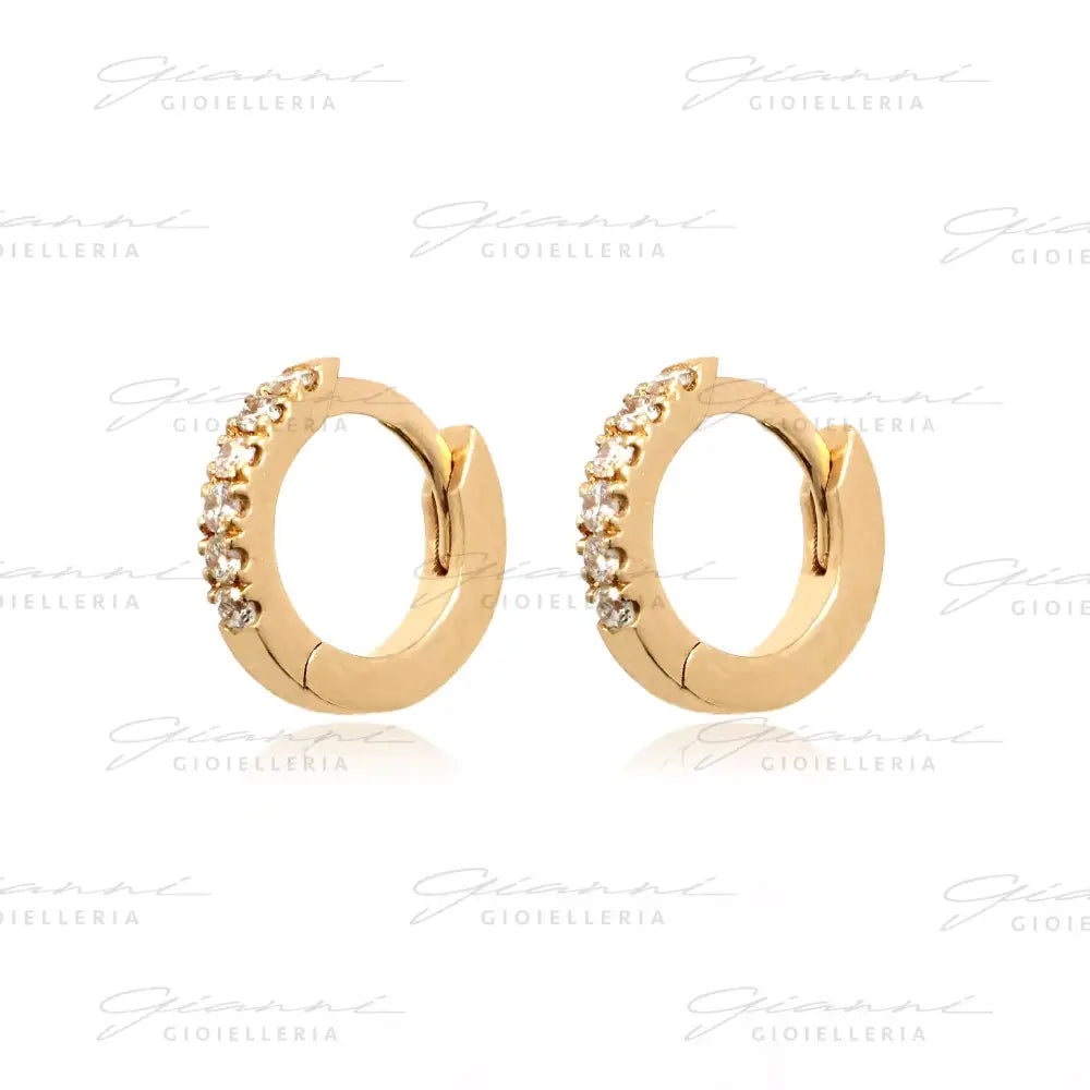 Orecchini Crivelli Cerchietto con Diamanti in Oro Rosa Orecchini