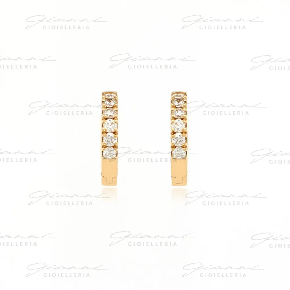 Orecchini Crivelli Cerchietto con Diamanti in Oro Rosa Orecchini