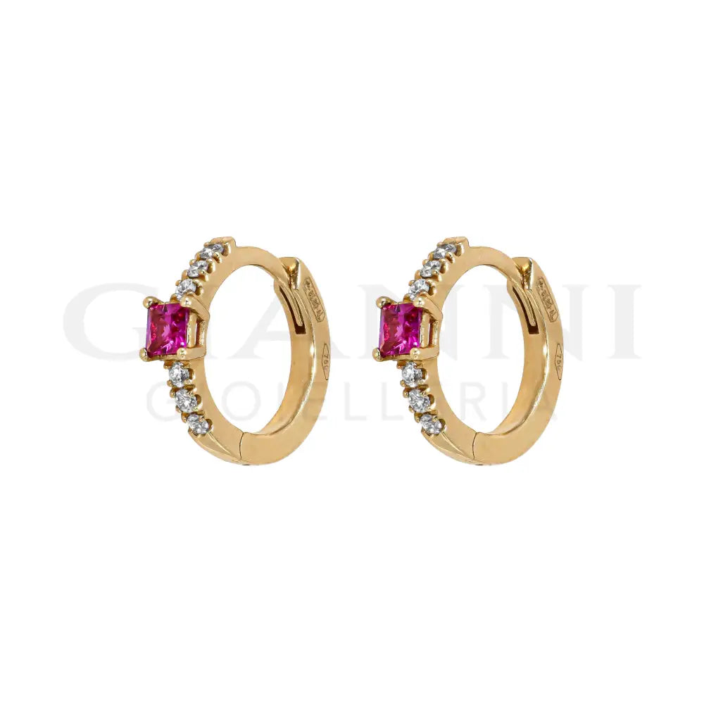 Orecchini Crivelli - Cerchietto in Oro Rosa con Rubino taglio Princess e Diamanti Orecchini