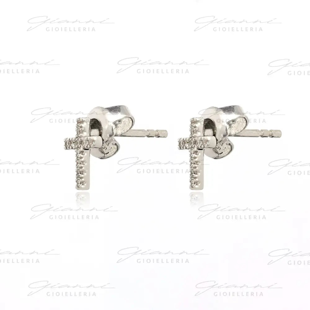 Orecchini Crivelli - Croce in Oro Bianco con Diamanti Orecchini