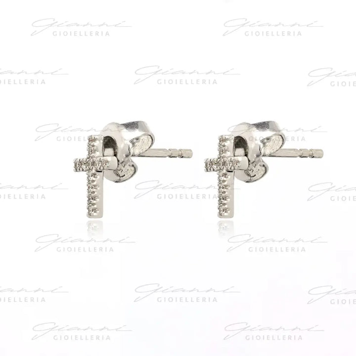 Orecchini Crivelli - Croce in Oro Bianco con Diamanti Orecchini
