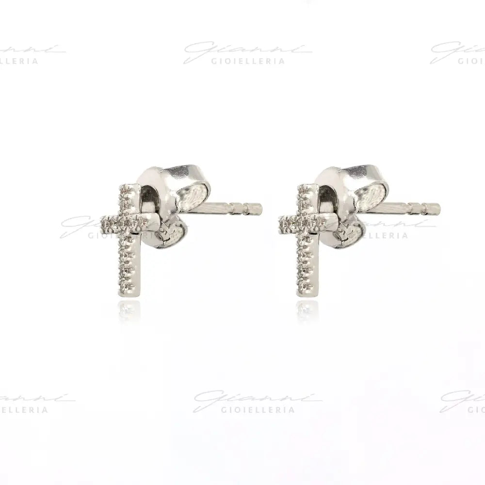Orecchini Crivelli - Croce in Oro Bianco con Diamanti Orecchini