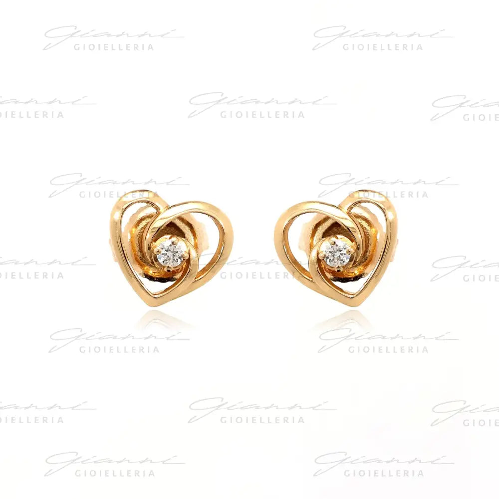 Orecchini Crivelli Cuore in Oro Rosa con Diamanti Orecchini